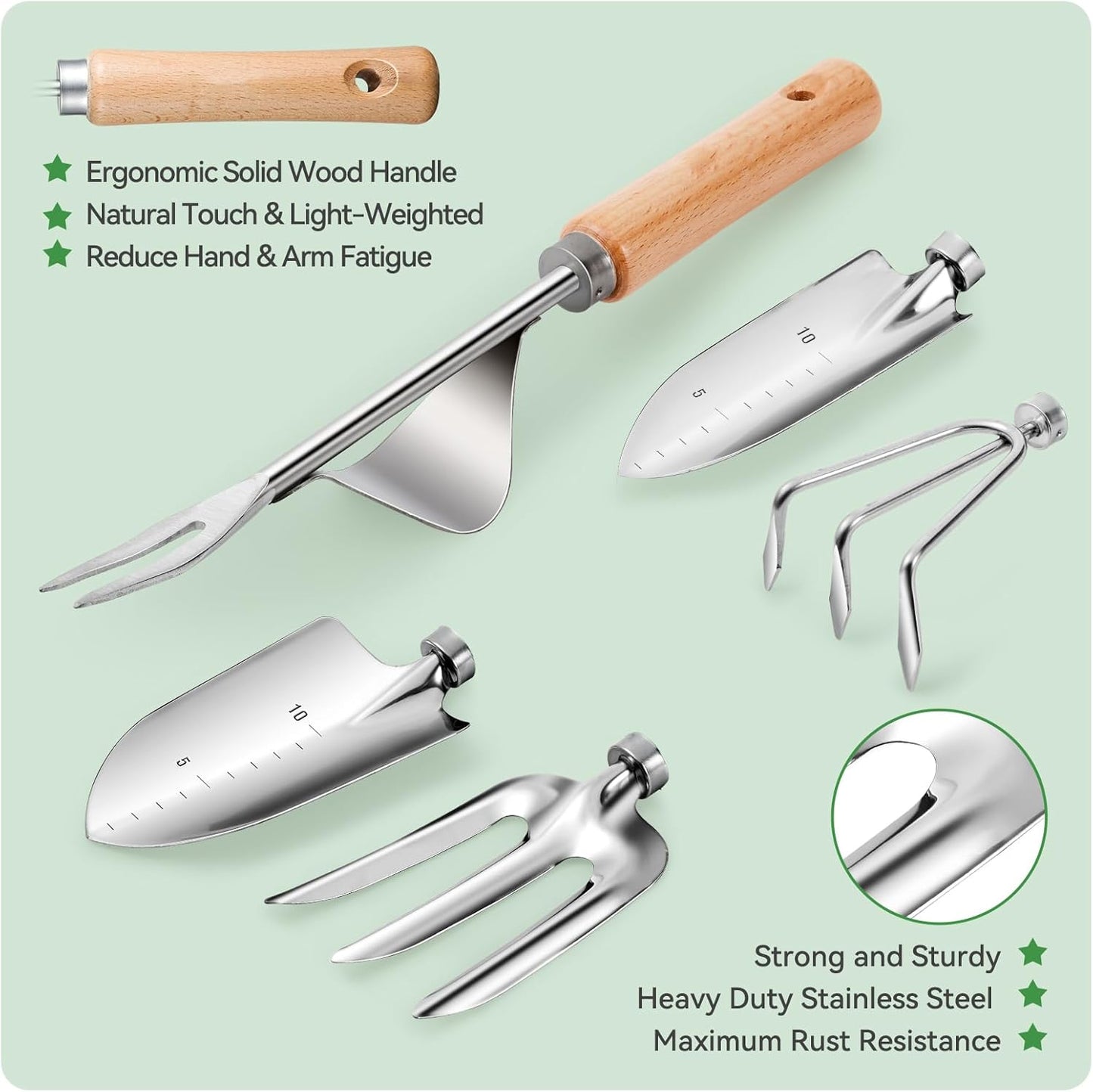 The Gardener's Essentials — 8-Piece Stainless Tool Set